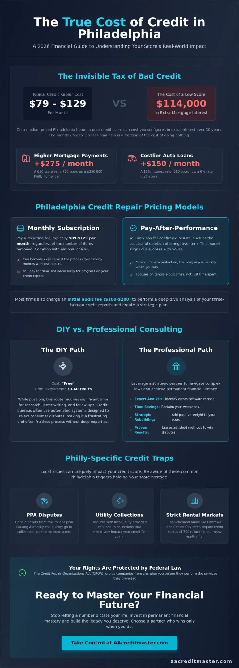 How Much Does Credit Repair Cost in Philadelphia? 2026 Pricing Guide